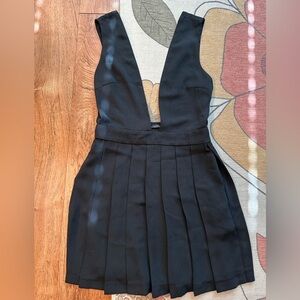 Zara Black Pleaded Mini Dress. V-neck and V-Back. Size Small.